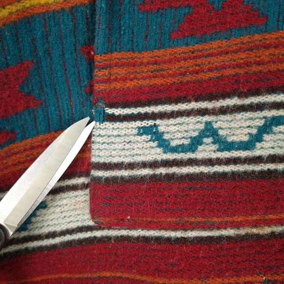 Vintage Woolrich Poncho Jacket Men Large Wool Aztec Hooded Baja Jacket USA - Picture 7 of 16